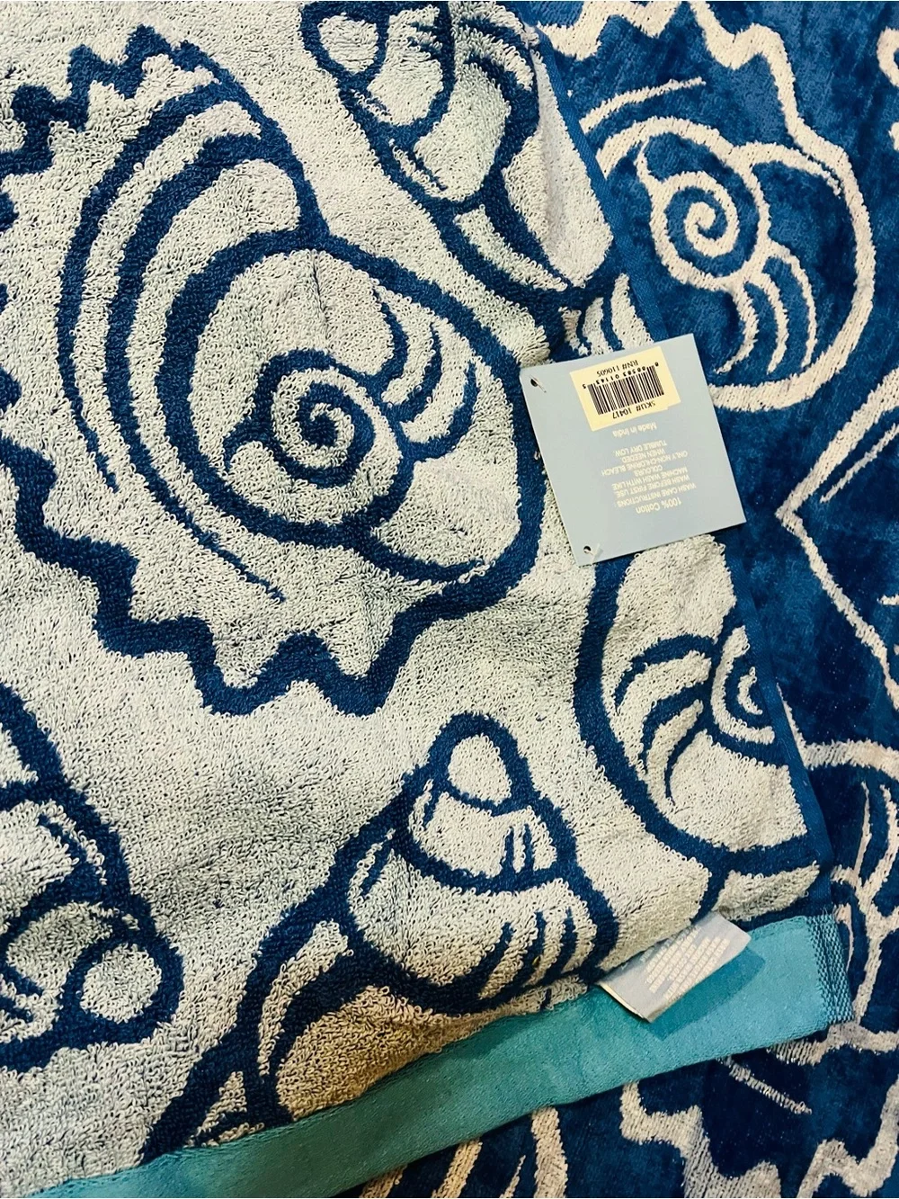Blue Seashells Beach Towel